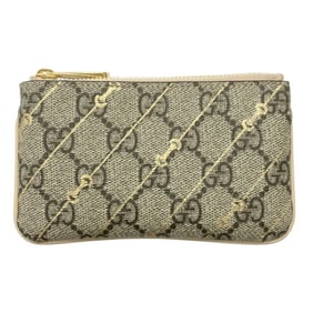 GUCCI Horsebit GG Supreme Wallet/Coin Case 774340, Beige, Women's