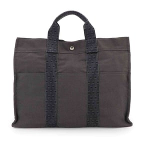 Hermes Hermès Herline MM Tote Bag, Gray Canvas with Silver Hardware