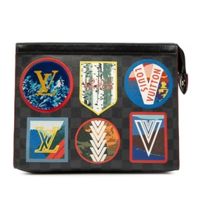 Louis Vuitton Damier Graphite Pochette Voyage MM Clutch Bag N60134 Black Multicolor Men's LOUIS