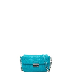 Prada Nappa Gaufre Chain Shoulder Bag BT0939 Blue Leather Women's PRADA