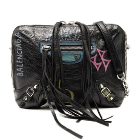 Balenciaga Graffiti Chain Shoulder Bag 500800 Black Leather Women's BALENCIAGA