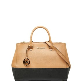 Michael Kors Sutton Medium Tote/Shoulder Bag, 2-Way, Beige/Black Leather, Women's