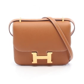 Hermes Hermès Constance 3 Mini Miroir Gold Shoulder Bag, Epsom Leather, Women's, Brown, 083905CC