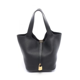 Hermes Hermès Picotin Lock MM Handbag, Taurillon Clemence Leather, Women's, Black