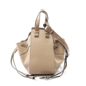 LOEWE Hammock Drawstring Bag, Small Handbag, Leather, Women's, Beige, Brown