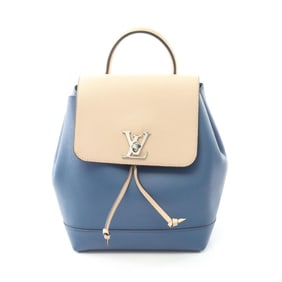 Louis Vuitton Lockme Backpack, Leather, Women's, Blue and Beige, M41817