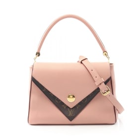 Louis Vuitton Double V Monogram Handbag, Leather and Coated Canvas, Women's, Pink Brown, M54440