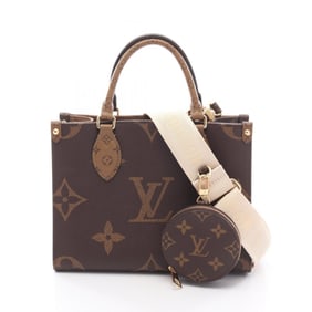 Louis Vuitton On the Go PM Monogram Giant Reverse Handbag, Coated Canvas, Women's, Brown and Beige,