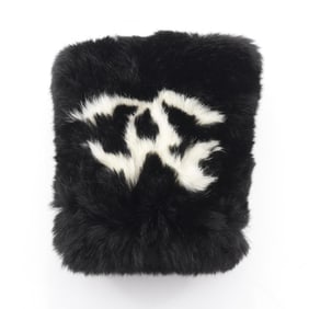 Chanel Coco Mark Gloves, Lapin, Women's, Black and White