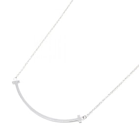 Tiffany & Co. T Smile Necklace, Small, 18K White Gold, Women's, Silver, 60011677