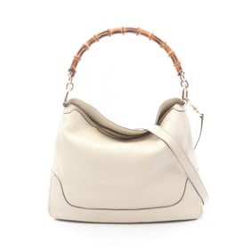 Gucci Diana Bamboo Shoulder Bag, Leather, Women's, White, 282315