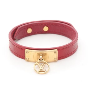 Louis Vuitton Logomania Monogram Vernis Cerise Bracelet in Gold-Plated Patent Leather, Women's, Red