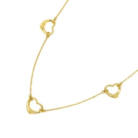 Tiffany & Co. Open Heart Necklace, 3-Piece Heart, 40cm, 18K Yellow Gold (750)