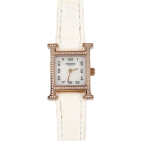 Hermès H Watch PG D HH1.173 PG/RG Quartz Wristwatch
