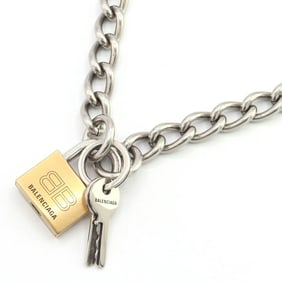 Balenciaga Locker Necklace 770281 Silver and Gold Metal Pendant Chain Padlock Cadena Key BALENCIAGA