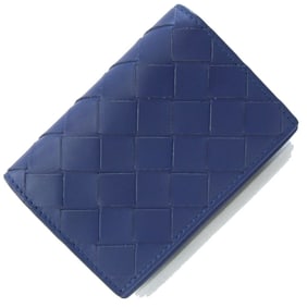 Bottega Veneta Intrecciato Business Card Case 605720 Blue Leather Case/Pass for Men