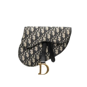 Christian Dior Dior Oblique Saddle Body Bag/Waist Bag in Navy and Beige Canvas Leather for Women