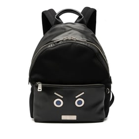 Fendi Face Backpack 7VZ012 Black Leather and Nylon Women's FENDI