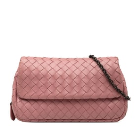 Bottega Veneta Intrecciato Chain Shoulder Bag in Pink Leather for Women