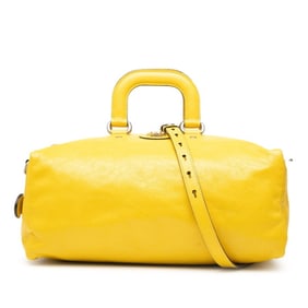 Gucci Interlocking G Boston Bag, Shoulder Duffel 3-Way, 587866, Yellow Leather, Women's