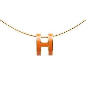 Hermes Pop Ash H Necklace, Gold and Orange Plated, Women's, HERMES