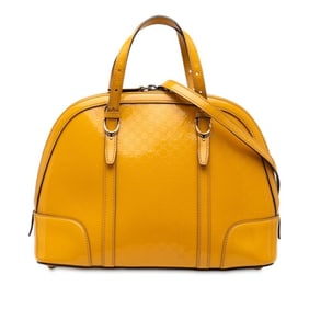 Gucci Micro GG Handbag/Shoulder Bag, 2-Way, 309617, Yellow Patent Leather, Women's, GUCCI
