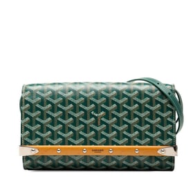 Goyard Monte Carlo PM clutch/shoulder bag in green leather for women.