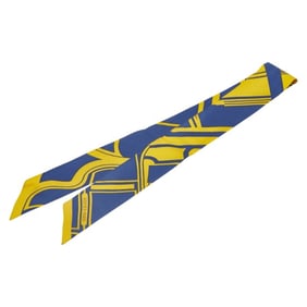 Hermes Hermès Twilly Les Coupes Tattoo Scarf, Blue and Yellow Silk, Women's