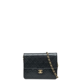 CHANEL Matelasse Coco Mark Chain Shoulder Bag in Black Lambskin for Women