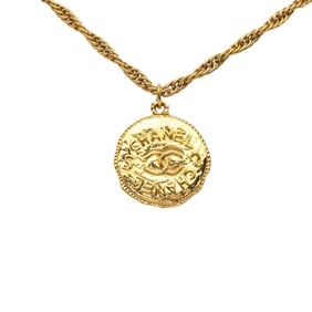 Vintage Chanel Coco Mark Round Necklace, Gold Plated, Women's, CHANEL