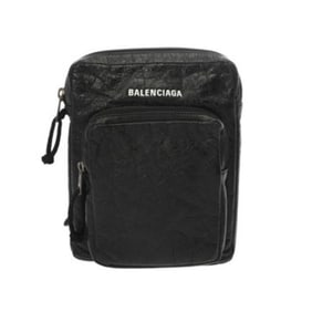 BALENCIAGA Explorer Black Unisex Leather Body Bag, AB Rank, Pre-owned, Ginzo