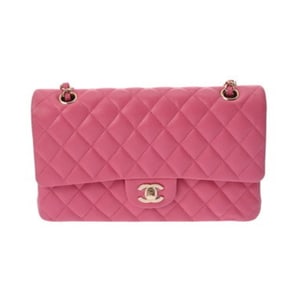CHANEL Matelasse Chain Shoulder Bag, 25cm, Double Flap, Pink, A01112, Women's Caviar Skin, Grade A,