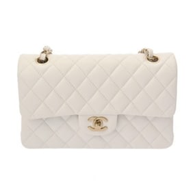 CHANEL Matelasse Classic Small Handbag, 23cm, White, A01113, Women's Caviar Skin Shoulder Bag,