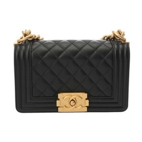 CHANEL Boy Chanel Small Handbag, 20cm, Black, A67085, Women's Caviar Skin Shoulder Bag, AB Rank,