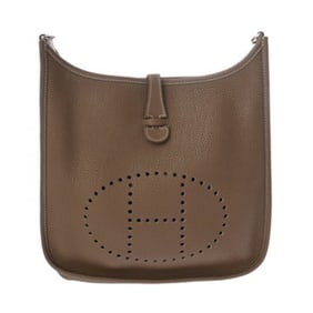 HERMES Evelyn 3 PM Etoupe Shoulder Bag, Taurillon Clemence Leather, N Stamp (circa 2010), Unisex,