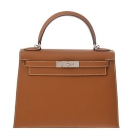 HERMES Kelly 28, externally stitched, Etoupe, Y stamp (circa 2020), women's Epsom leather, 2-way