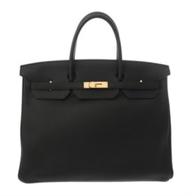 HERMES Birkin 40 Black C Stamp (circa 2018) Unisex Togo Handbag A Rank Pre-owned Ginzo