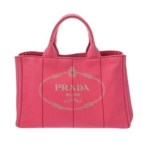 PRADA Prada Canapa Large Tote, Pink, 1BG642, Women's Canvas Handbag, B-Rank, Pre-Owned, Ginzo