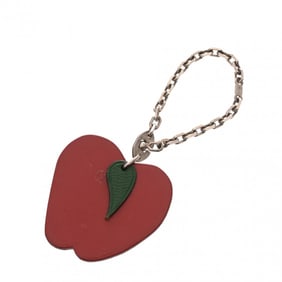 HERMES Apple Motif Bag Charm, Red/Green, Women's Leather Keychain, AB Rank, Pre-owned, Ginzo