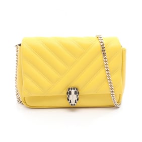 BVLGARI Serpenti Cabochon Shoulder Bag, Leather, Women's, Yellow