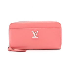 Louis Vuitton Zippy Lockme Taurillon Leather Blossom Round Long Wallet, Women's, Pink, M69066