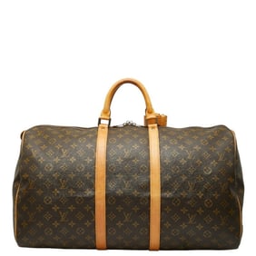 Louis Vuitton Monogram Keepall 55 Boston Bag/Travel Bag M41424 Brown Leather Women's LOUIS VUITTON
