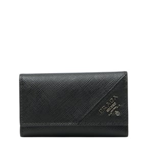 Prada 6-ring key case, 2PG222, black Saffiano leather, women's, PRADA