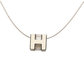 Hermes Hermès Cage de H Cube Necklace in Silver and Ivory Metal for Women