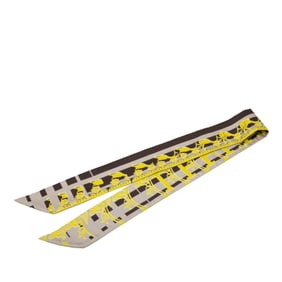 Hermès Twilly Ginza 5-4-1 Store 10th Anniversary Scarf Gray Yellow Brown Silk Women's HERMES