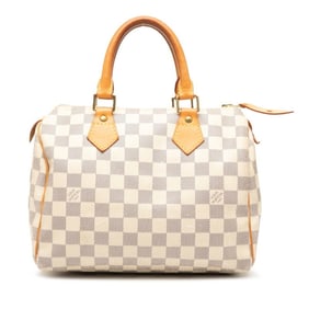 Louis Vuitton Damier Azur Speedy 25 Handbag/Mini Boston Bag N41371 White Leather Women's LOUIS
