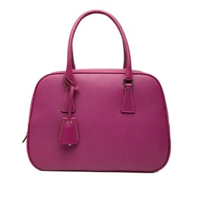Prada Triangle Logo Plate Handbag Pink Leather Women's PRADA