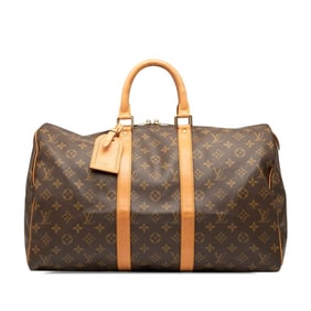Louis Vuitton Monogram Keepall 45 Boston Bag/Travel Bag M41428 Brown Leather Women's LOUIS VUITTON