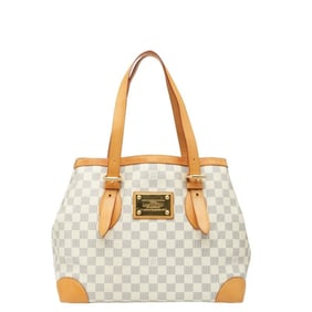 Louis Vuitton Damier Azur Hampstead MM Tote Bag/Shoulder Bag N51206 White Leather Women's LOUIS