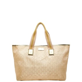 Gucci GG Canvas Handbag Tote Bag 267474 Beige Gold Leather Women's GUCCI